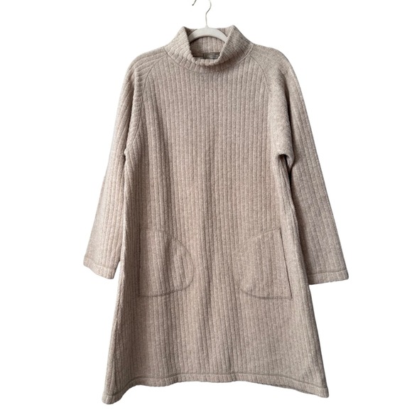 The Territory Ahead Lambswool Ribbed Sweater Dress Tunic Medium Quiet Luxury - Picture 2 of 7